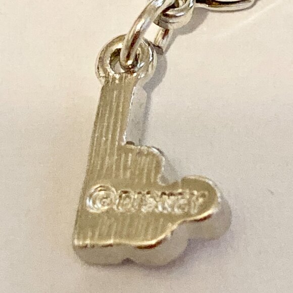 Vintage Disney Pink Crystal Mickey Mouse Ears Charm Clip On Initial Letter I - Picture 8 of 10